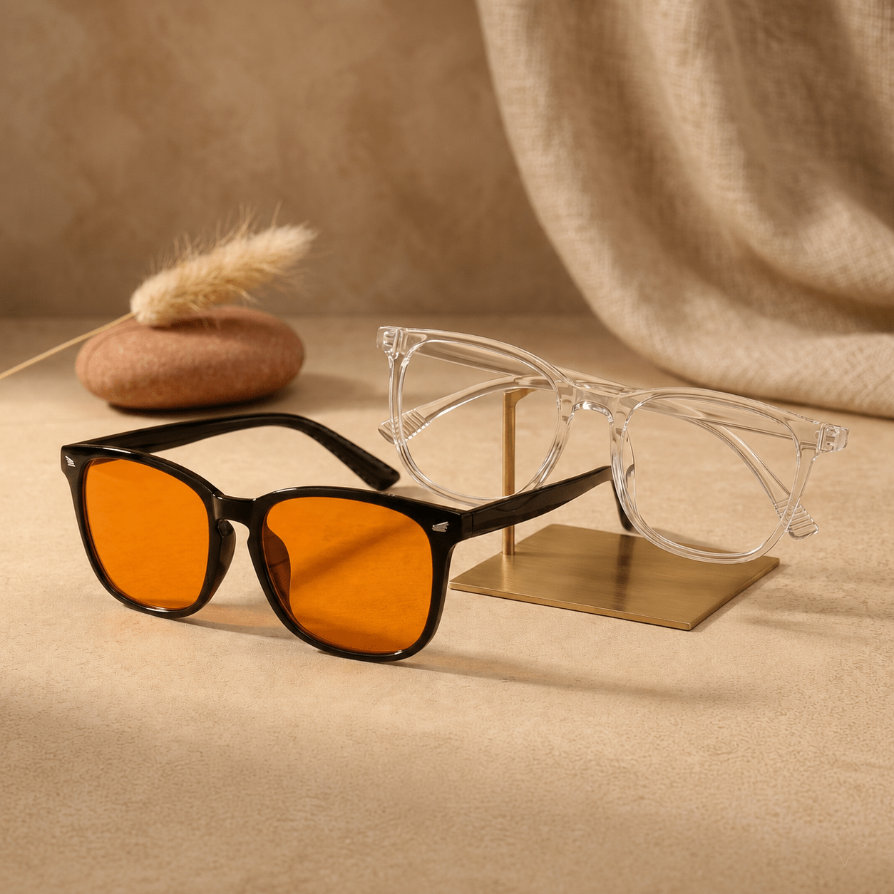 Blue Light Glasses Set of 2, Day and Night Blue Light Blocking Glasses Bundle, Clear Lens Computer Glasses + Amber Sleep Glasses, 2 Pack — Hushly - Hushly
